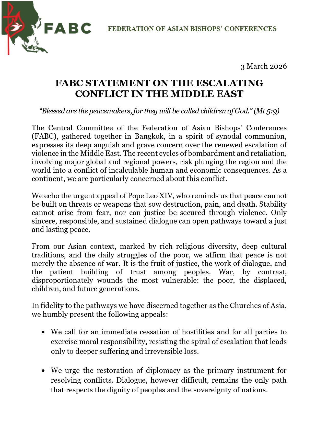 FEDERATION OF ASIAN BISHOPS CONFERENCTE’N SUOLAM KIMSUH (MIDDLE EAST) A GAL HUOISIET DEUDEUNA TUNGTANGA THUTUNNA