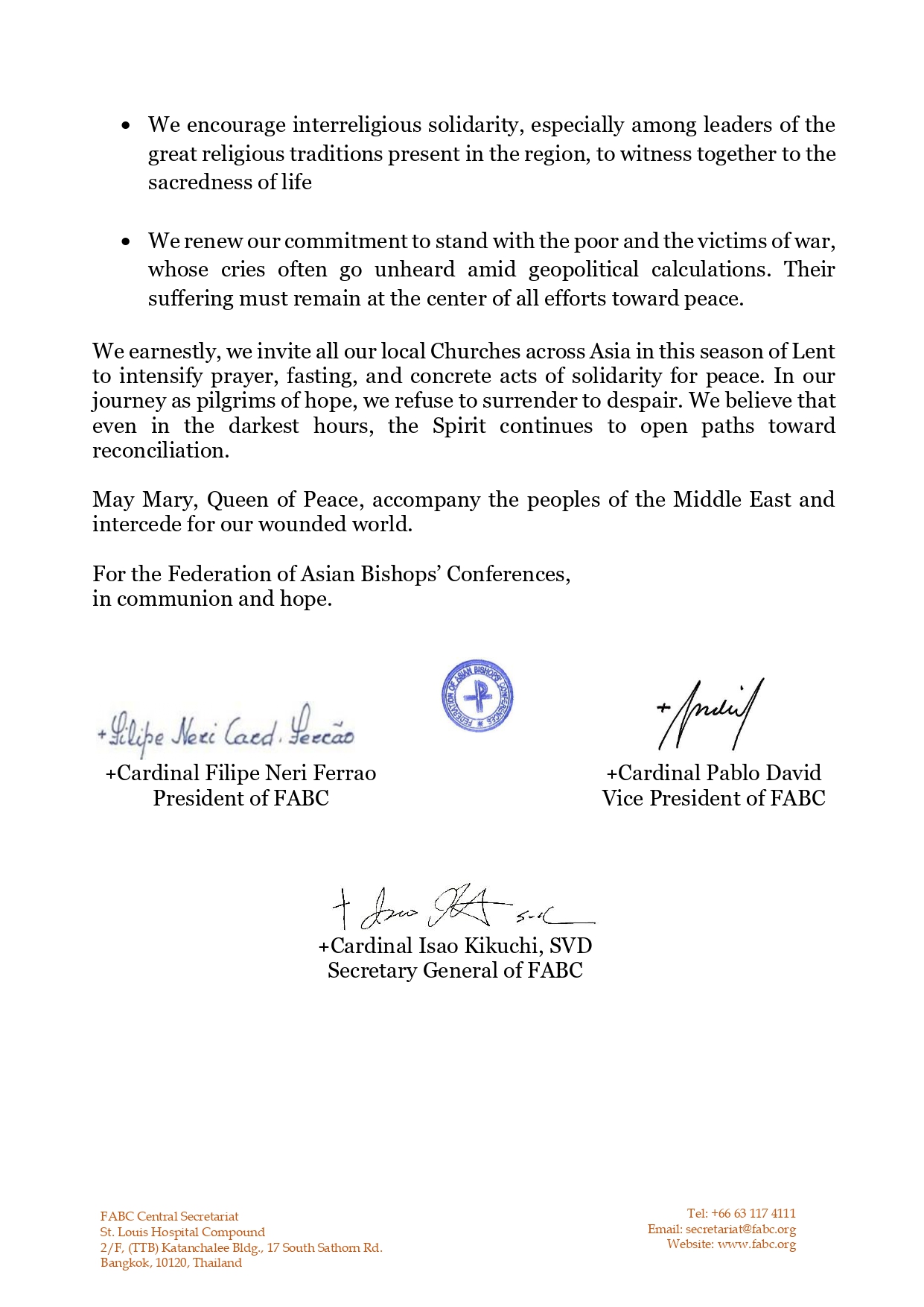 FEDERATION OF ASIAN BISHOPS CONFERENCTE’N SUOLAM KIMSUH (MIDDLE EAST) A GAL HUOISIET DEUDEUNA TUNGTANGA THUTUNNA