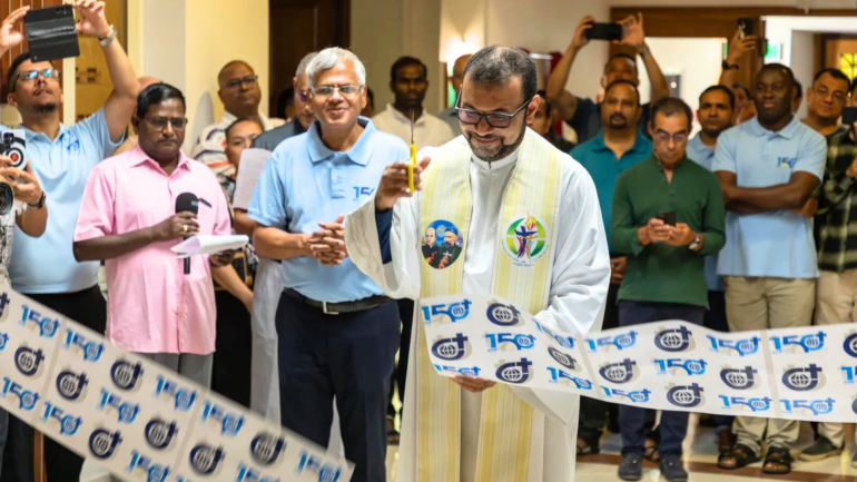 Superior General Fr. Anselmo Ribeiro, SVD, blessed and opened the exhibition at the SVD’s 150th Jubilee closing in Rome on September 7, 2025. (Photo SVD Generalate Media Department)